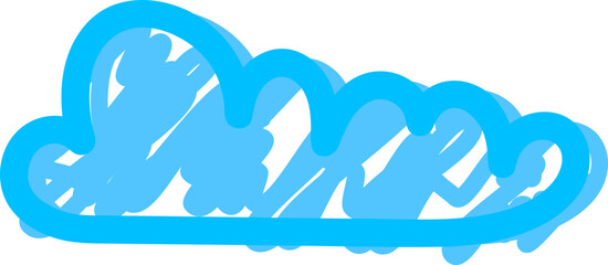 Playful blue sketch cloud illustration