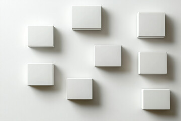 Clean geometric grid with 3D blocks casting soft shadows on a white background