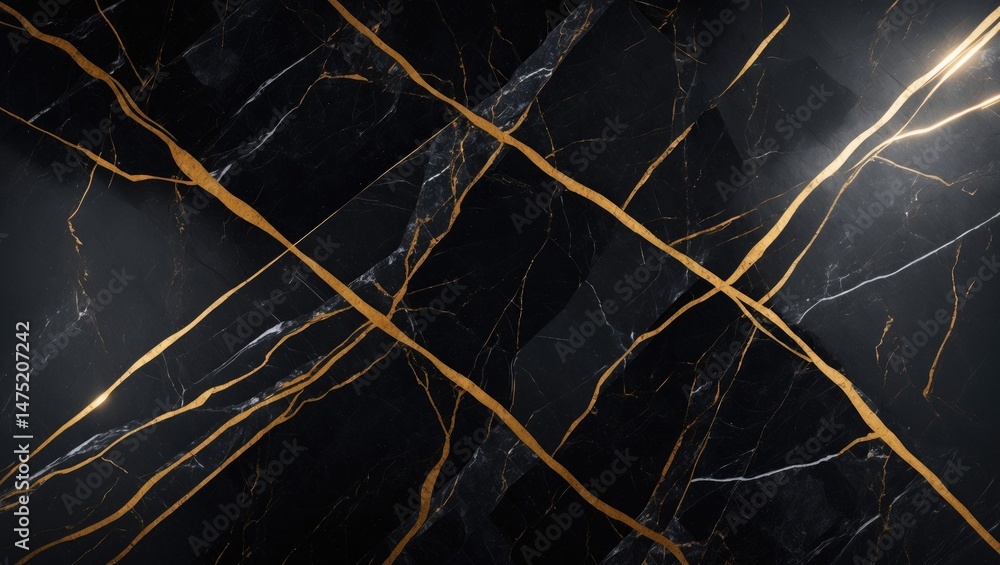 Aufkleber black marble texture with gold patterns as a natural background for product design