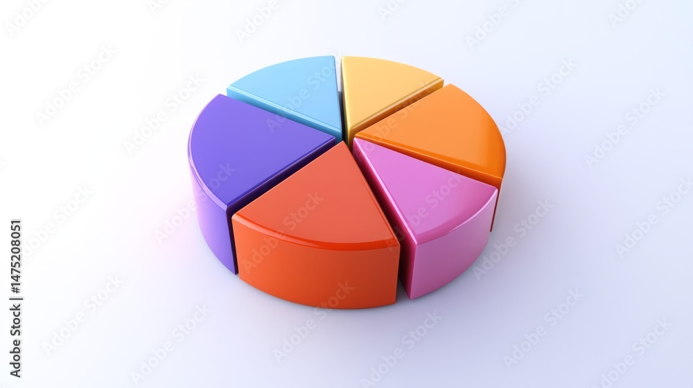 Poster a visually appealing d pie chart featuring interactive segments, where colors change upon hovering, 