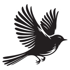 Cheerful Robin silhouette amidst blooming flowers – Robin illustration – Minimalist Robin vector – Bird silhouette

