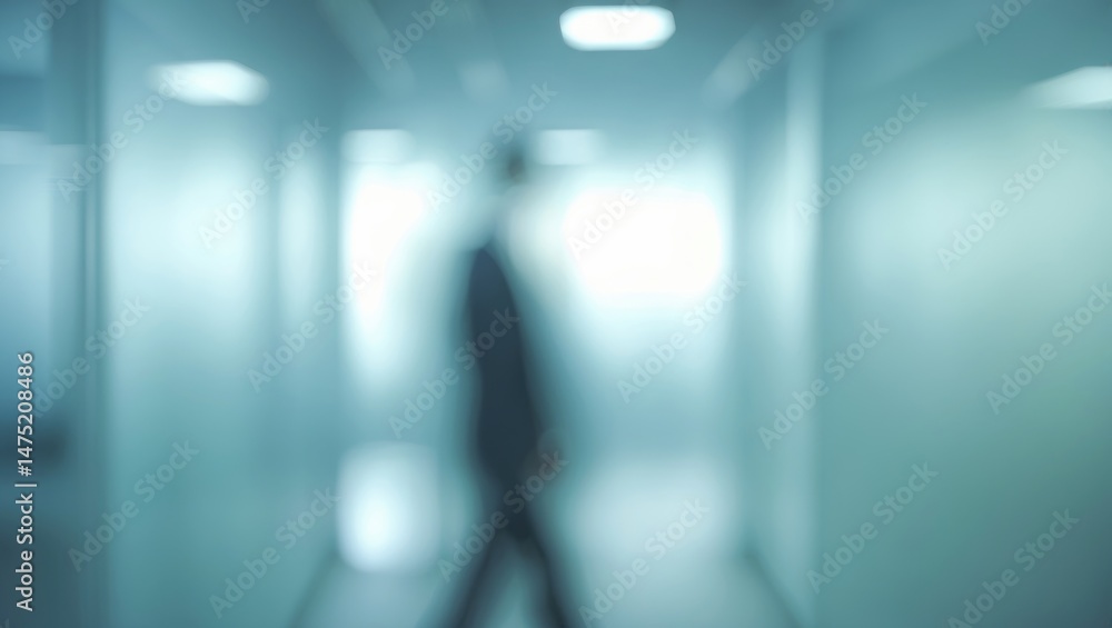 Poster indoor office scene with defocused design elements and open space for business templates