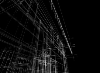 Architectural drawing of a house 3d rendering