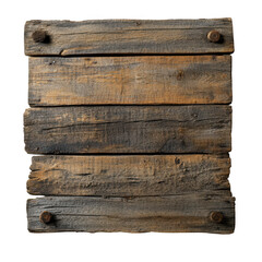 Rustic wood planks with bolts isolated on transparent background
