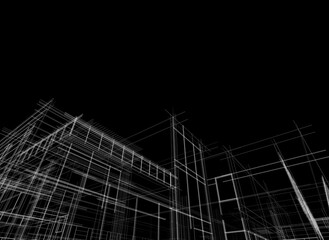 Architectural drawing of a house 3d rendering