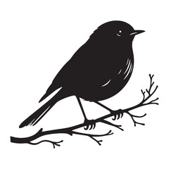 Joyful Robin silhouette in the early morning light – Robin illustration – Minimalist Robin vector – Bird silhouette

