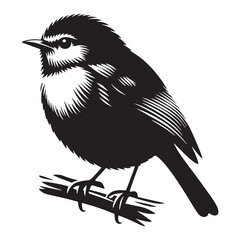 Playful Robin silhouette hopping through grass – Robin illustration – Minimalist Robin vector – Bird silhouette

