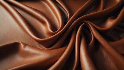 Obraz premium Bird's-eye view of brown natural leather texture