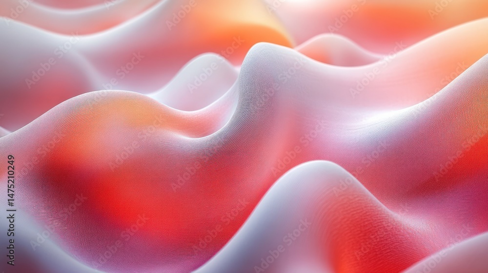 Poster abstract wavy surface with soft, gradient colors transitioning from pale pink to vibrant orange-red.