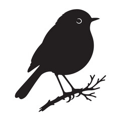 Vibrant Robin silhouette in full flight – Robin illustration – Minimalist Robin vector – Bird silhouette

