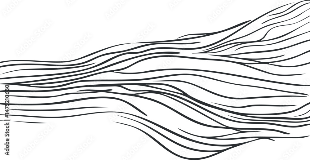 Poster abstract black flowing lines creating a wavy, organic pattern on a white background