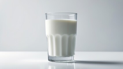 Cold, high-protein milk beverage with reflection and natural ingredients