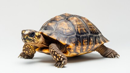 Fototapeta premium Turtle isolated on white background. Reptile species or tortoise. ( Clipping path )