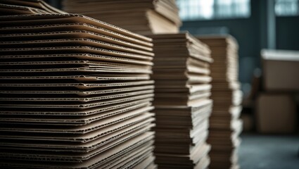 Recycling process with stacked used cardboard boxes