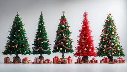 Fototapeta premium Step-by-step guide to decorating an isolated Christmas tree on white