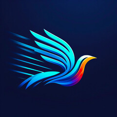 Obraz premium Abstract Flying Bird Logo - Travel & Logistics Dynamic Freedom Icon
