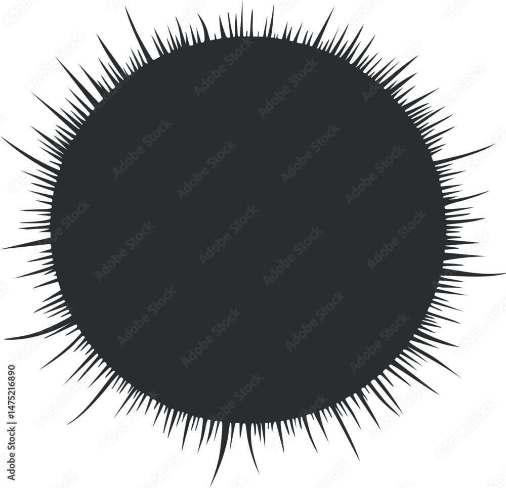 Poster abstract black circle with spiked edges creating a decorative frame or border design