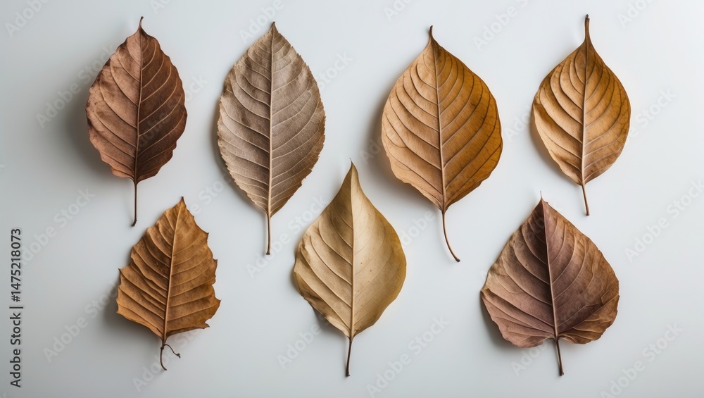 Poster colorful dry leaf with autumn pattern on white background