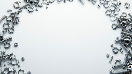Fototapeta premium Metal hardware border on white background.