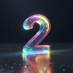Glowing Neon Number 2: HD Wallpaper & Background