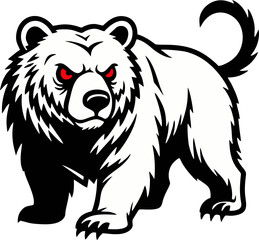White Bear with Red Eyes in Aggressive Graphic Style