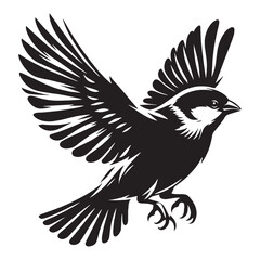 Dynamic Sparrow silhouette with swift motion – Sparrow illustration – Minimalist Sparrow vector – Bird silhouette

