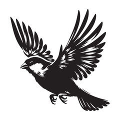 Sparrow silhouette resting delicately on a twig – Sparrow illustration – Minimalist Sparrow vector – Bird silhouette

