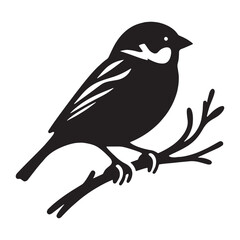 Innocent Sparrow silhouette on a gentle breeze – Sparrow illustration – Minimalist Sparrow vector – Bird silhouette

