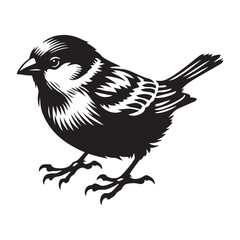 Sparrow silhouette fluttering with energy – Sparrow illustration – Minimalist Sparrow vector – Bird silhouette

