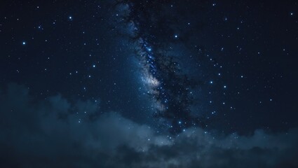 Beautiful night sky with a multitude of stars and deep blue atmosphere