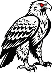 Fierce Red-eyed eagle in Bold Black Vector Style