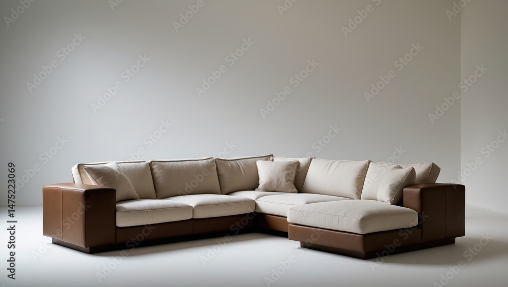 Poster sofa and pillow set against a white background
