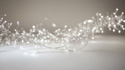 Silver String Lights on White Background