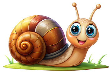 cute cartoon snail with big eyes on white background.png