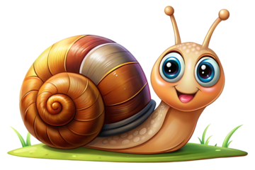cute cartoon snail with big eyes on white background.png