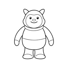 Stuffed Toy Character Outline Line Art Vector