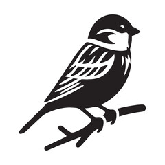 Playful Sparrow silhouette in motion – Sparrow illustration – Minimalist Sparrow vector – Bird silhouette

