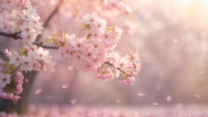 Obraz premium Blooming cherry blossoms offering background or copy space for text