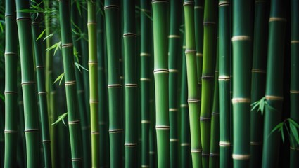 Obraz premium Green bamboo pattern on wall