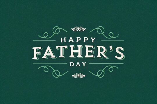 Elegant Father's Day greeting with vintage flourishes and classic typography on green background, honoring dads with timeless style and heartfelt appreciation. generative ai