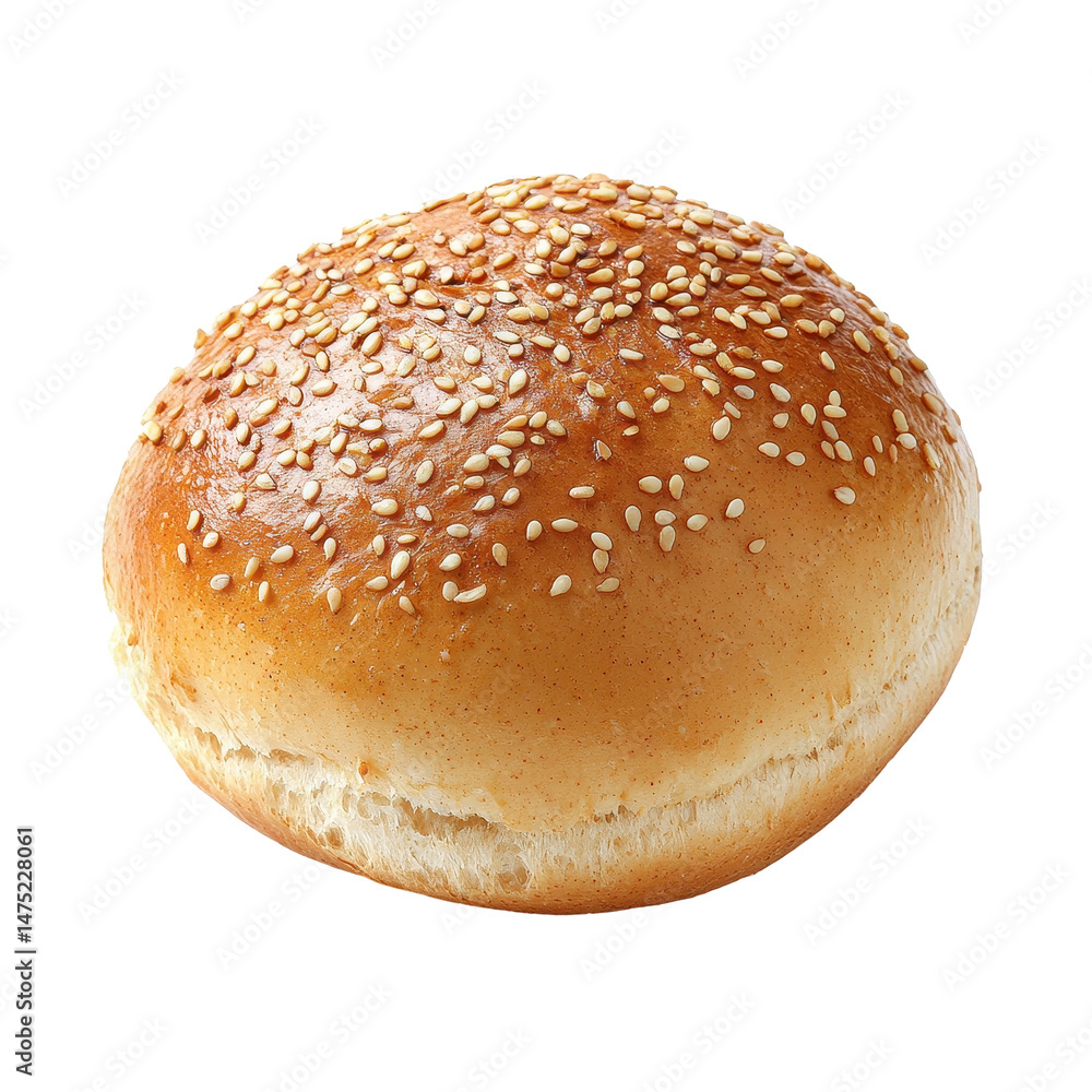 Poster soft sesame bun on a transparent background showcasing its golden brown top and smooth texture for c
