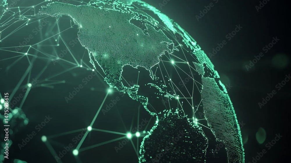 Aufkleber global network connectivity visualization digital world infographic technology environment aerial vi