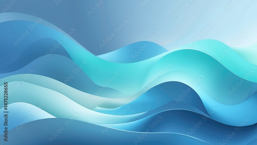 Aufkleber abstract blue gradient backdrop with flowing wave forms