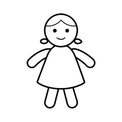 Rag Doll Outline Line Art Vector Illustration