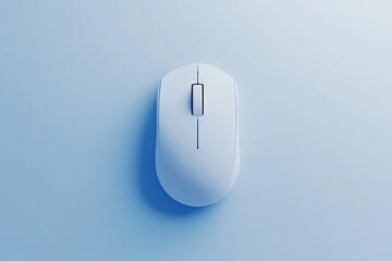 Sleek white wireless computer mouse on light blue background