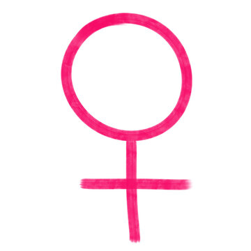 Hand-drawn sketchy, pink woman, female symbol, male or femals symbol png with transparent background 
