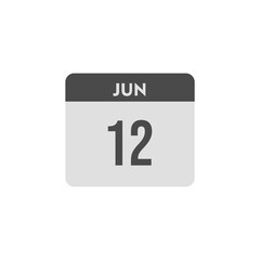 calender icon, 12 june icon with white background