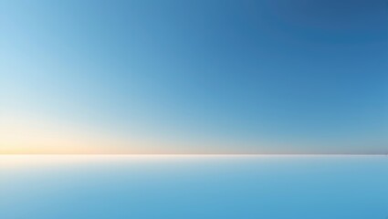 Fototapeta premium Deep blue summer sky with horizon, sun, and clouds