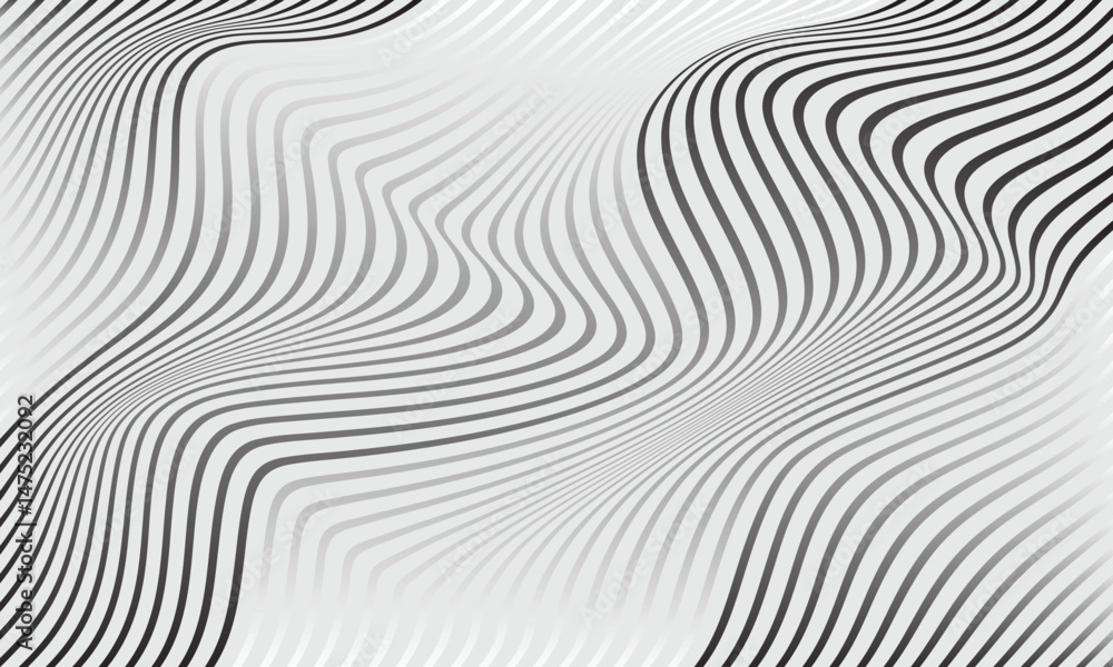 Aufkleber abstract black white gradient diagonal line wave pattern.