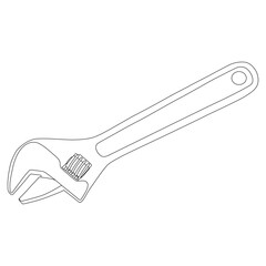 Adjustable Spanner line art vector design. Adjustable Spanner outline illustration design.